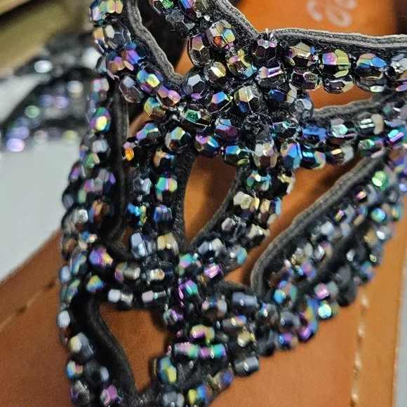 Justice Black Sequin Sandals - Picture 4 of 11